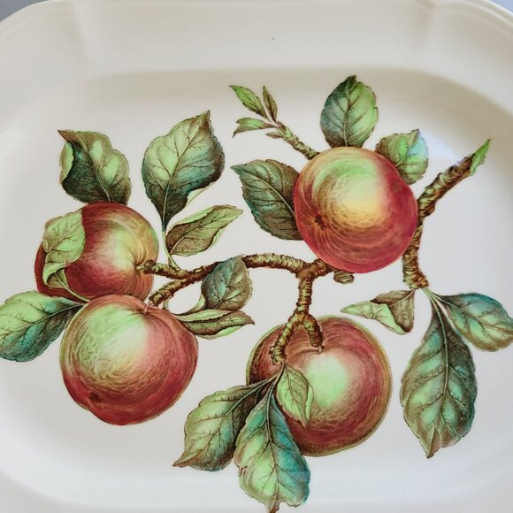 Vintage Spode Apple 14" Oval Platter Red & Green Fruit c1960s England Fall Decor - Picture 2 of 11